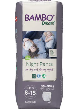 Dreamy Night Pants Large (Girls 8-15 Years) - 10 Pants - Bambo Nature