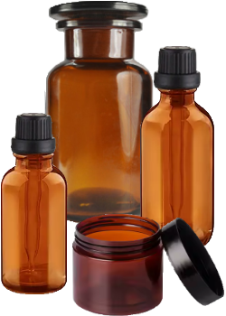 DIY Amber Glass Gift Pack - 1 x 30ml Dropper Bottle, 1 X 100ml Dropper Bottle, 1 x 20ml Amber Glass Cream Jar, 1 x 125ml Apothecary Bottle