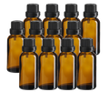 DIY Empty Dropper Bottles With Safety Lids (Amber Glass) - 12 x 30ml