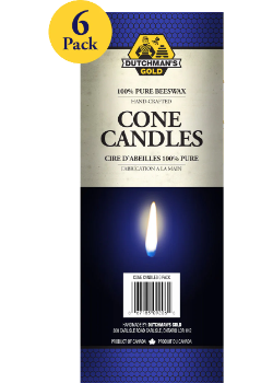 Pure Canadian Beeswax Cone Candles - 6 Pack