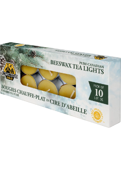 Pure Canadian Beeswax Tea Light Candles (Winter Wonderland) - 10 Pack