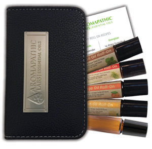 Essential Oil Roll-On (Citronella, Lemon, Orange, Patchouli DIY Empty Roll-On) + Vegan Leather Wallet - 5 x 10ml