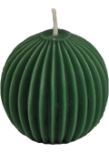 Pure Beeswax Candle Ornamental Fluted Sphere (Forest Green) - 3 x 2 3/4 Inches