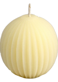 Pure Beeswax Candle Ornamental Fluted Sphere (Pearl) - 3 x 2 3/4 Inches