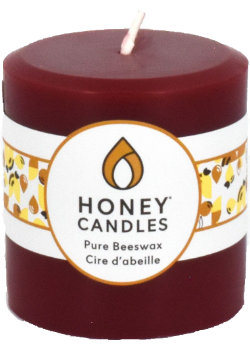 Pure Beeswax Candle Round Pillar (Burgundy) - 3 x 3