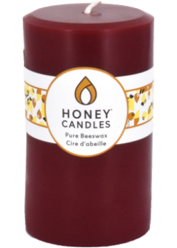 Pure Beeswax Candle Round Pillar (Burgundy) - 5 x 3