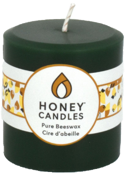 Pure Beeswax Candle Round Pillar (Forest Green) - 3 x 3