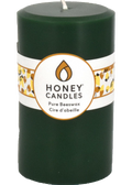 Pure Beeswax Candle Round Pillar (Forest Green) - 5 x 3