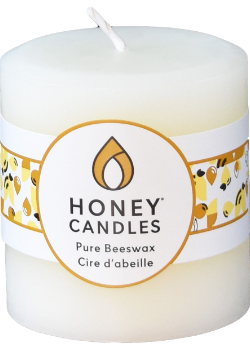 Pure Beeswax Candle Round Pillar (Pearl) - 3 x 3