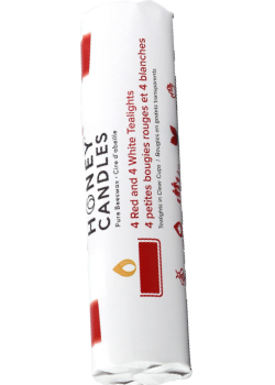 Pure Beeswax Candle Special Occasion Tea Lights - 8 Packet (4 Red + 4 White)