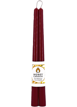 Pure Beeswax Candle Taper Pairs (Burgundy) - 12 Inches x 2