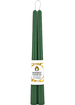 Pure Beeswax Candle Taper Pairs (Forest Green) - 12 Inches x 2