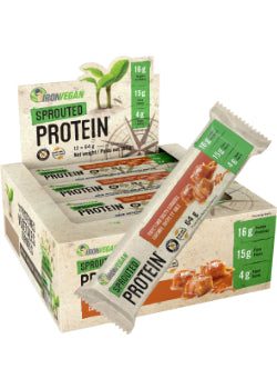 Iron Vegan Sprouted Protein (Sweet And Salty Caramel) - 12 + 12 Bars FREE! (Exp. 04/26)
