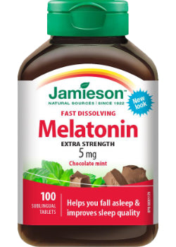 Melatonin 5mg Fast Dissolve Tabs (Chocolate Mint) - 100 Tabs - Jamieson