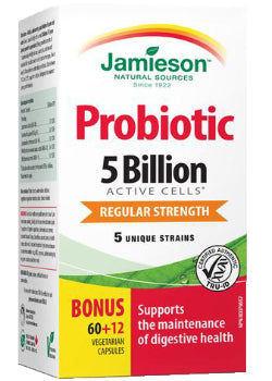 Probiotic 5 Billion Regular Strength - 60 + 12 V-Caps BONUS