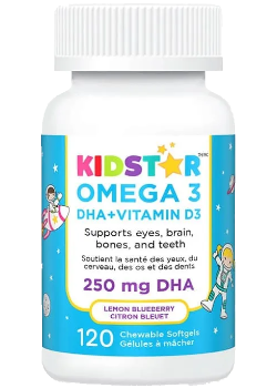 Omega 3 DHA + Vitamin D3 Chewables (Lemon Blueberry) - 120 Chew Softgels