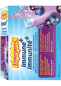 Emergen-C Immune Plus C + D (Blueberry Acai) - 24 + 24 Packets FREE