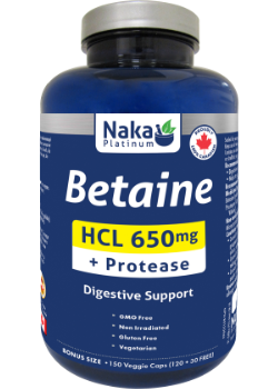 Betaine HCL 650mg + Protease - 150 V-Caps