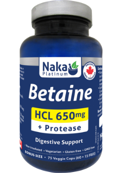 Betaine HCL 650mg + Protease - 75 V-Caps