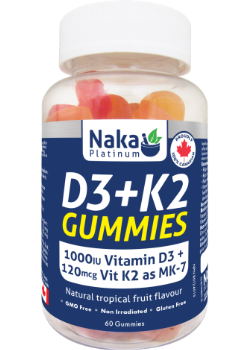 D3 + K2 Gummies (Natural Tropical Fruit) - 60 Gummies + BONUS