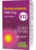 B-12 Methylcobalamin 1,000mcg - 180 Sublingual Tabs