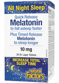 Melatonin Quick Release + Timed Release 10mg - 90 Bi-Layer Tabs + BONUS