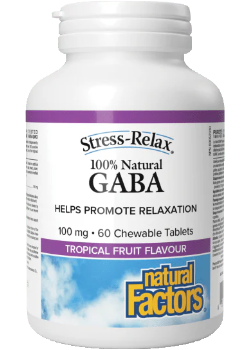 Stress-Relax 100% Natural Gaba 100mg (Tropical Fruit) - 60 Chew Tabs