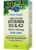 Whole Earth & Sea Pure Food Vegan D3 & K2 - 15ml