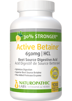Active Betaine HCL 650mg (30% Stronger) - 120 V-Caps + BONUS