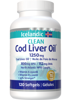 Clean Icelandic Cod Liver Oil 1250mg - 120 Softgels + BONUS
