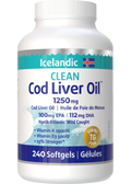 Clean Icelandic Cod Liver Oil 1250mg - 240 + 60 Softgels FREE