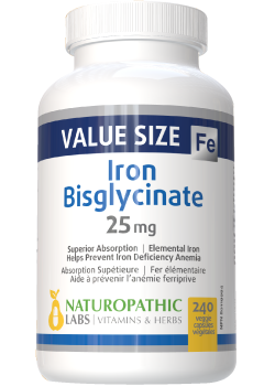 Iron Bisglycinate 25mg - 240 Caps + BONUS