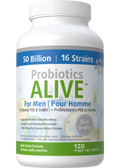 Probiotics Alive For Men 50 Billion (Plus FOS Prebiotic) - 120 + 30 V-Caps FREE