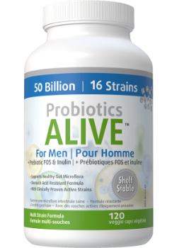 Probiotics Alive For Men 50 Billion (Plus FOS Prebiotic) - 120 + 30 V-Caps FREE