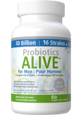 Probiotics Alive For Men 50 Billion (Plus FOS Prebiotic) - 60 + 30 V-Caps FREE