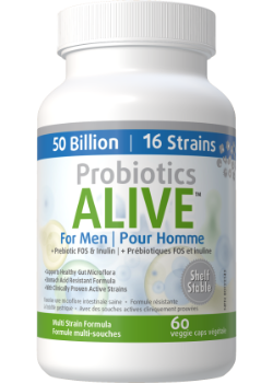 Probiotics Alive For Men 50 Billion (Plus FOS Prebiotic) - 60 + 30 V-Caps FREE