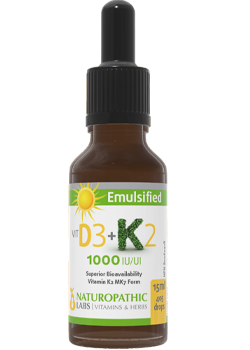 Vitamin D3 + Vitamin K2 Drops Emulsified 1,000iu - 15ml
