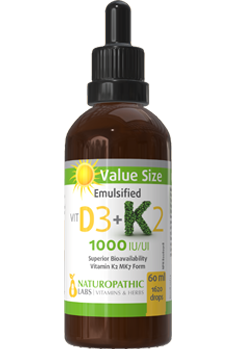 Vitamin D3 + Vitamin K2 Drops Emulsified 1,000iu - 60ml + 15ml FREE