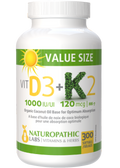 Vitamin D3 1,000iu + K2 120mcg - 300 Softgels + BONUS