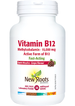 Vitamin B-12 Methylcobalamin 15,000mcg (Grape) - 30 Sub Tabs