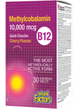 B-12 Methylcobalamin 10,000mcg (Cherry) - 30 Sublingual Tabs
