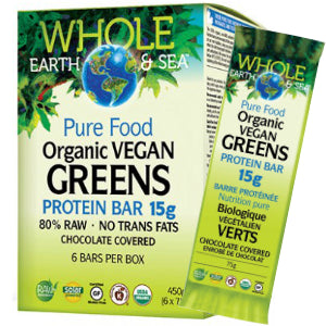Whole Earth & Sea Pure Food Organic Vegan Greens Protein Bar - 6 Bars