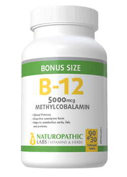 B-12 Methylcobalamin 5,000mcg Sublingual - 120 + 50 Lozenges FREE