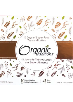 12 Days Of Organic Traditions Super Food Teas And Lattes Advent Calendar (Variety Packet) - 12 x 2 Servings