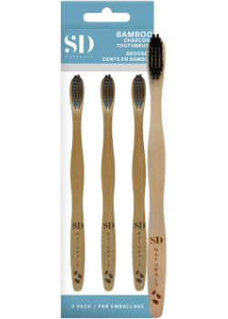 Bamboo Charcoal Toothbrushes - 3pk