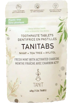 Tanitabs Toothpaste Tablets (Fresh Mint With Charcoal, Pouch) - 124 Tabs
