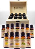 Top 12 Essential Oils (100% Pure) – 12 x 30ml + FREE Wood Organizer