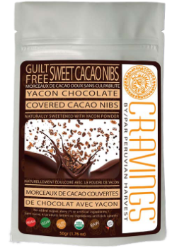 Cravings by Peruvian Harvest Yacon Chocolate Covered Cacao Nibs -125g