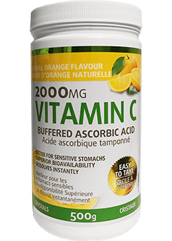 Vitamin C Buffered 2,000mg (Orange) - 500 + 250g Crystals FREE