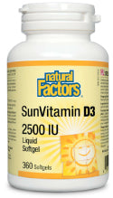 SunVitamin D3 2,500iu - 360 + 90 Softgels FREE